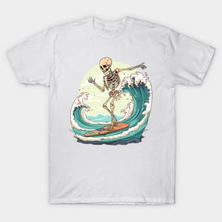 Skeleton Surfing the Waves T-Shirt